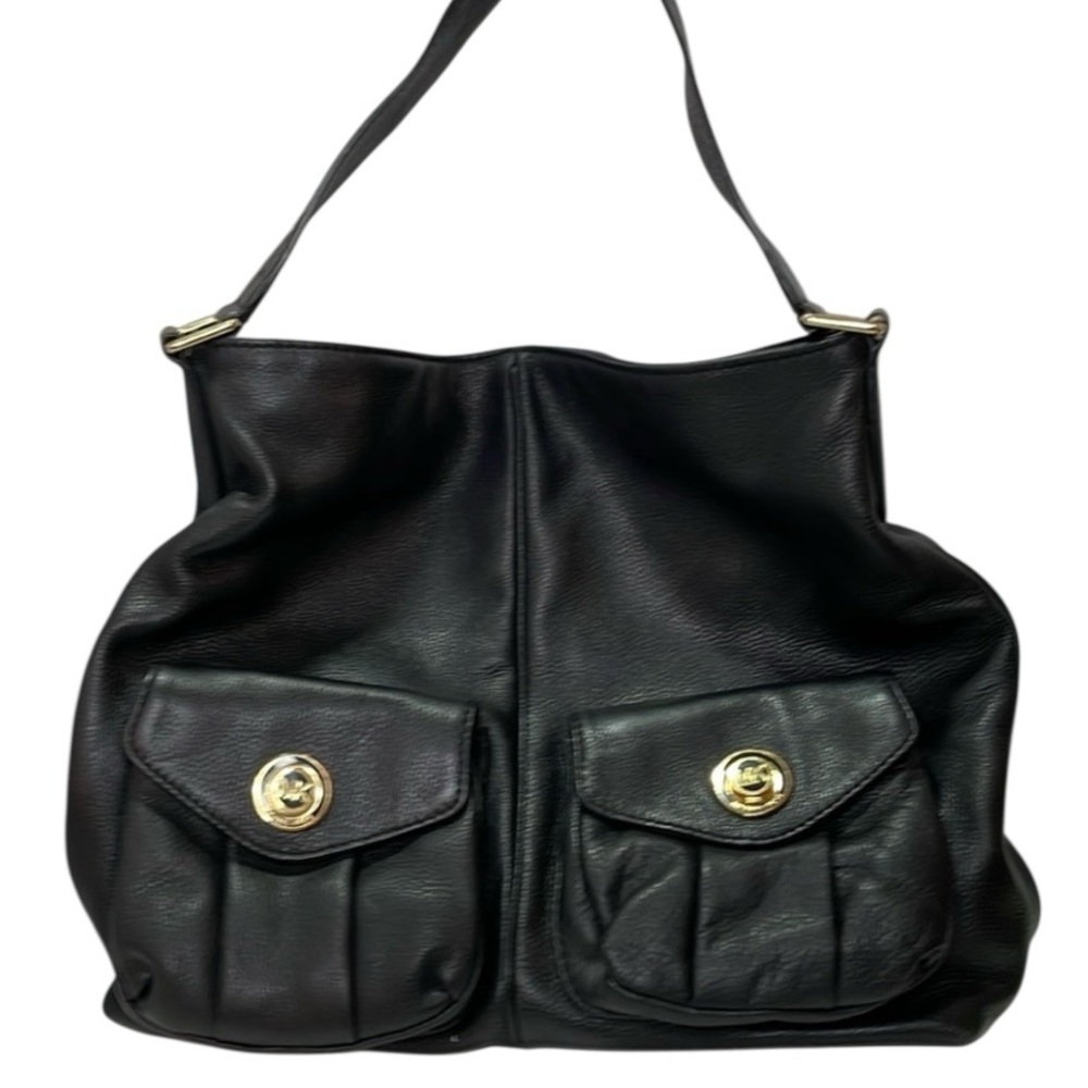 MICHAEL Michael Kors Large Black Leather SlouchyHobo Shoulder Bag Gold Accents
